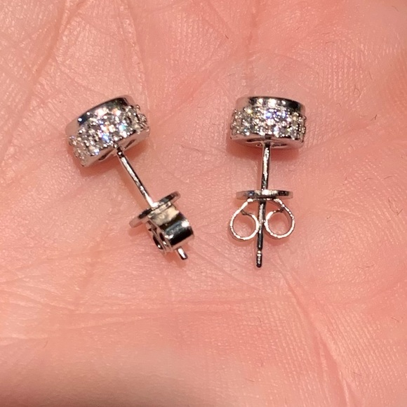 #126 Over 2 cttw Moissanite double row hidden halo earrings - Picture 2 of 6